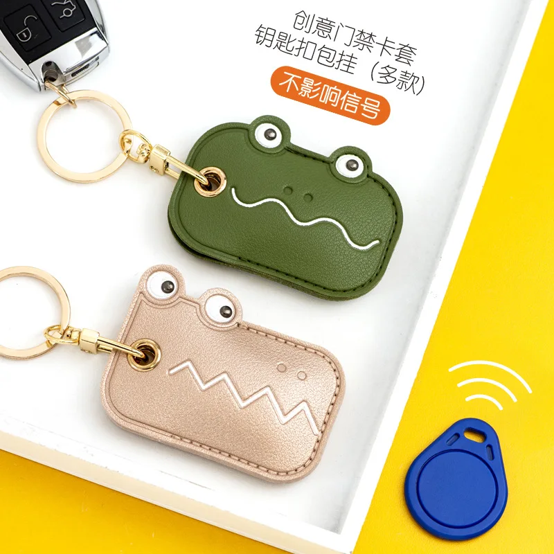 Anime Cartoon Access Card Leather Case Keychain Creative Cute Girls Key Pendant Bag Hanging Keyring Kawaii Kids Holder Bag Gift