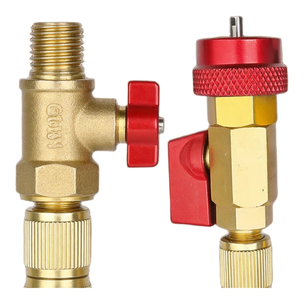 R134a A/C Valve Core Removal Tool Kit Brass High Low Pressure Remover Wrench Set For Quick AC Repair Without Evacuation