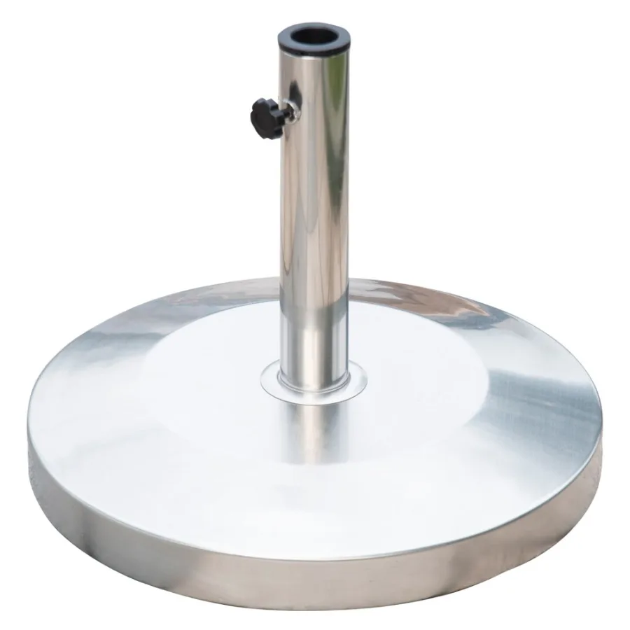 

55lb Round Stainless Steel Outdoor Patio Umbrella Stand Base with Heavy Cement Bm Mirror Finish