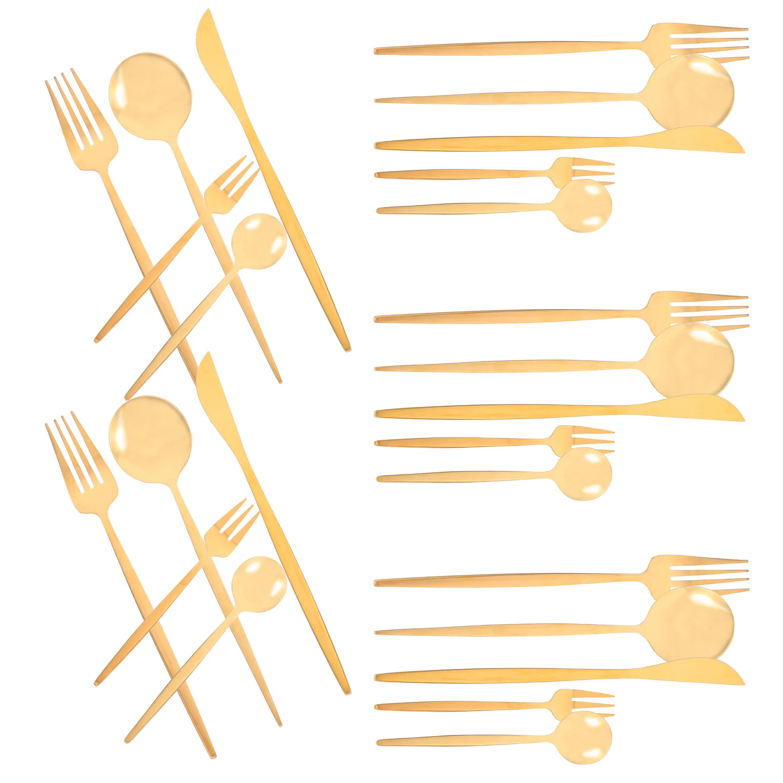 30Pcs Stainless Steel Cutlery Set Golden Color Versatile Use Sturdy Construction Ideal for Parties Complete Set Reusable