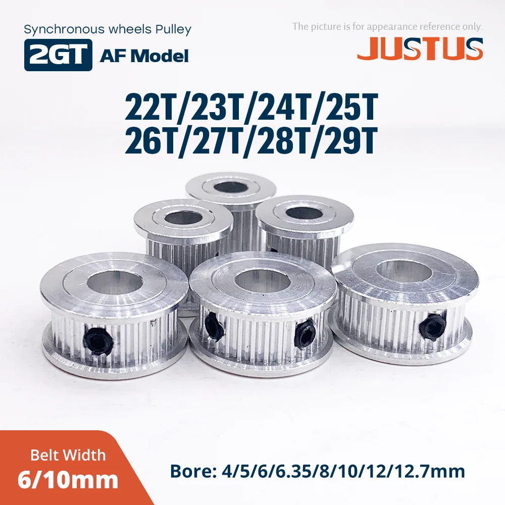 2GT-22T 23T 24T 25T 26T 27T 28T 29T Timing Pulley Bore 4-12.7mm Part For GT2 Width 6/10mm Timing Belt 3D Printer CNC Parts