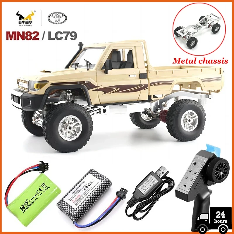 Metal MN82 1:12 Retro Rc Car with LED Lights Full-scale Simulation LC79 Professional 4WD Remote Control Pickup Truck Model Toys