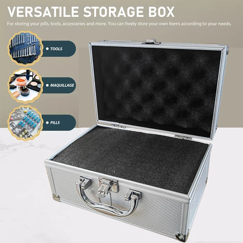 Tool Box Aluminum Alloy Instrument Case Durable Strong Portable Organizer Large Space for Warehouse Garage Household Car