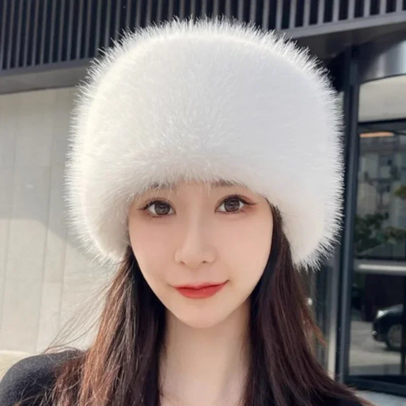 Warm Outdoor Girl Earmuff Women Winter Hats Faux Fur Headband Fluffy Russian Caps Fur Faux Bomber Cap Beanies