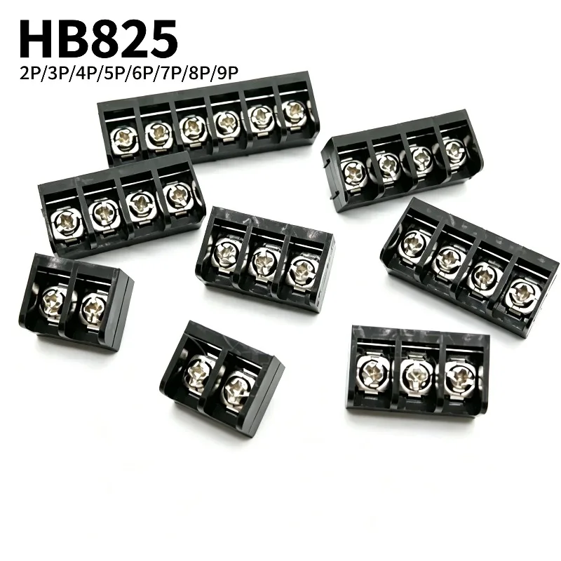 10Pcs 8.25mm HB825  Grid Type Splicable PCB Terminal Block With Backrest 300V/20A  2P/3P/4P/5P/6P9P