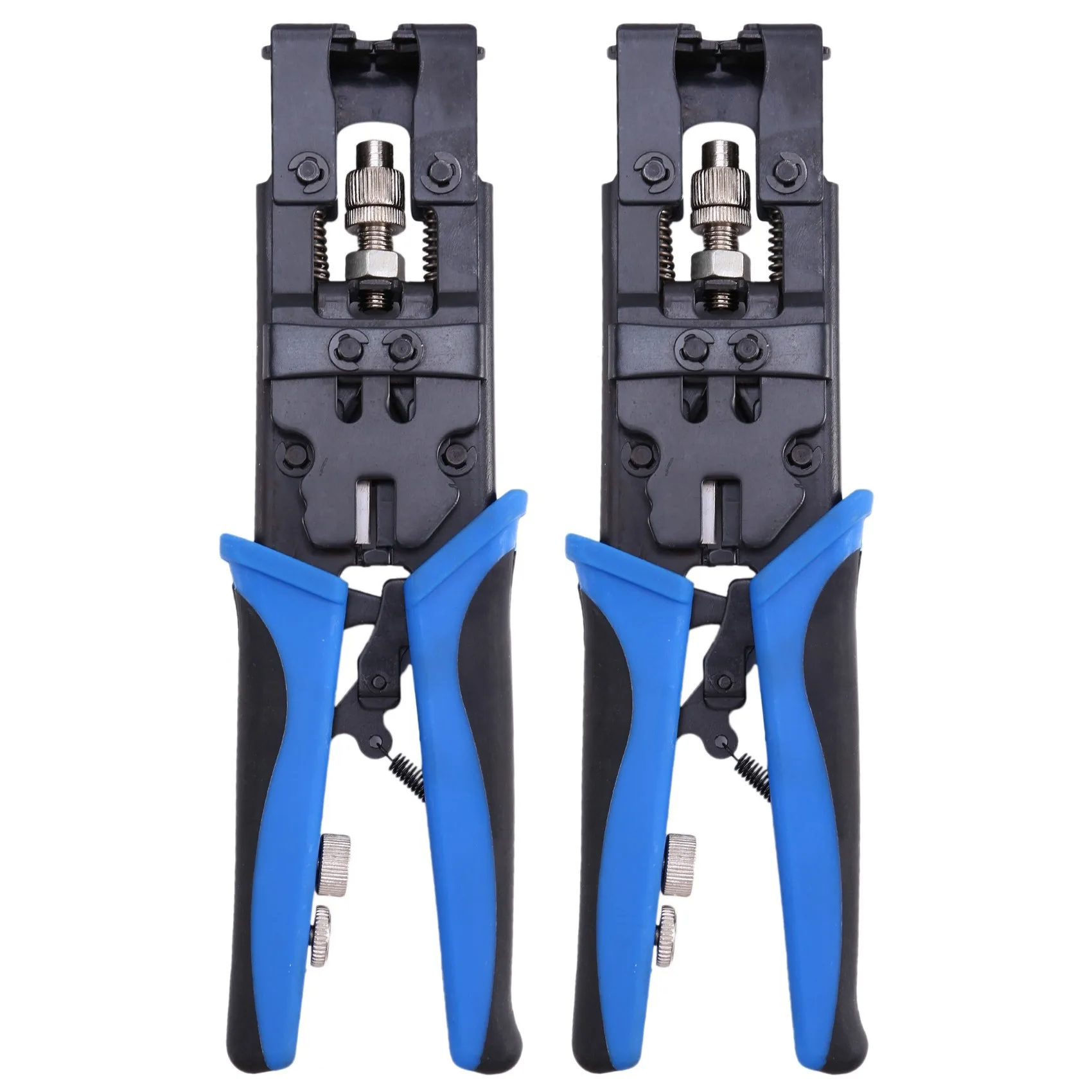 Y42A-2Pc Durable Coax Compression Crimper Tool BNC/RCA/F Crimp Connector RG59/58/6 Cable Wire Cutter Crimping Plier