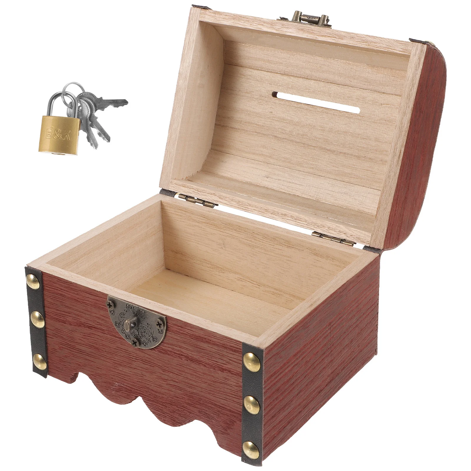 Kinderen Spaarpot Vintage Houten Geldbesparende Pot Met Slot Muntopslag Desktop Decoratie Gift Retro Schatkist