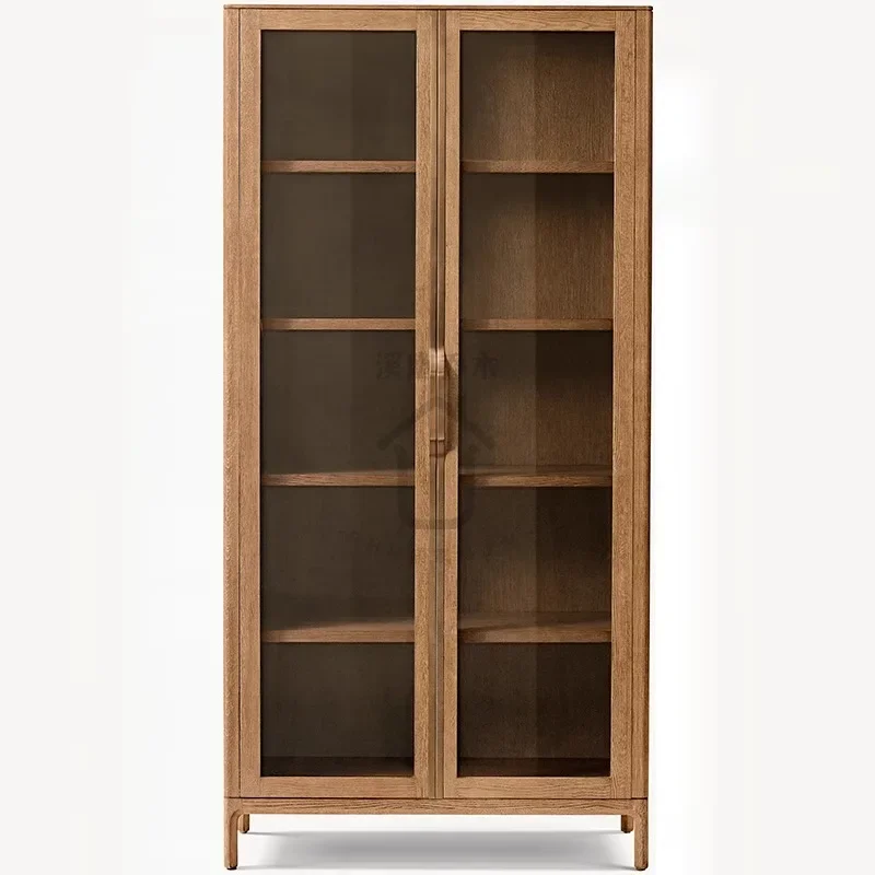 

Антикварный шкаф из массива дерева для гостиной, стеклянная дверь, пыленепроницаемый книжный шкаф, двойная дверь, винный шкаф, напольный шкафчик на заказ