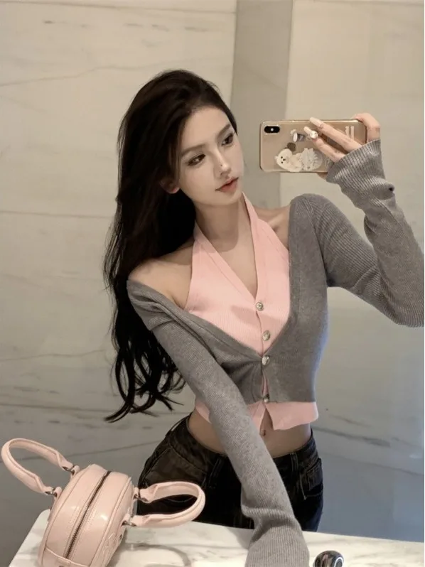 

Women's V-Ne Long Sve Knitted Cardigan Slim Fit ort Top Early Autumn Casual Sle Medium Softn Versatile Scenarios