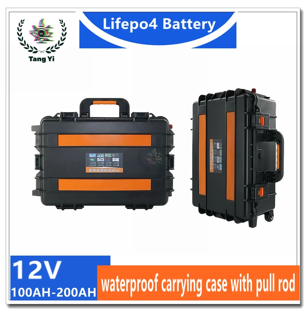 

12V 100AH200Ah Lifepo4 battery pack waterproof portable energy storage suitcase/with pull rod