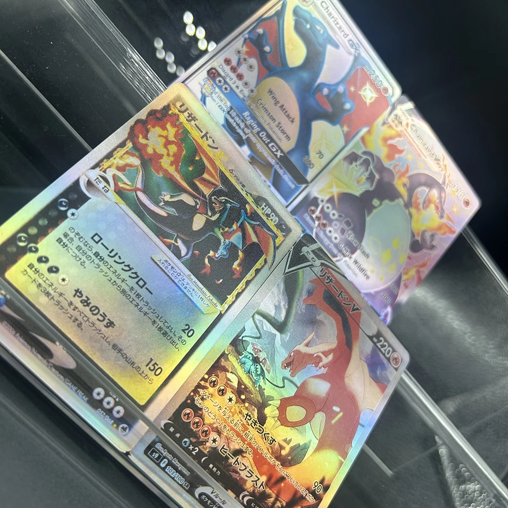 

Anime PTCG DIY Collection Charizard Cards En/jp Gx Vmax Sv49/sv107 Self Made Single Card Game Trading Battle Card Child Gift