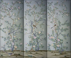 Customized HAND-MADE Wallpapers Hand-Painted Flowers/Birds for Bedroom/Living/Study/Dining Room/Porch/Sofa/TV wallcovering