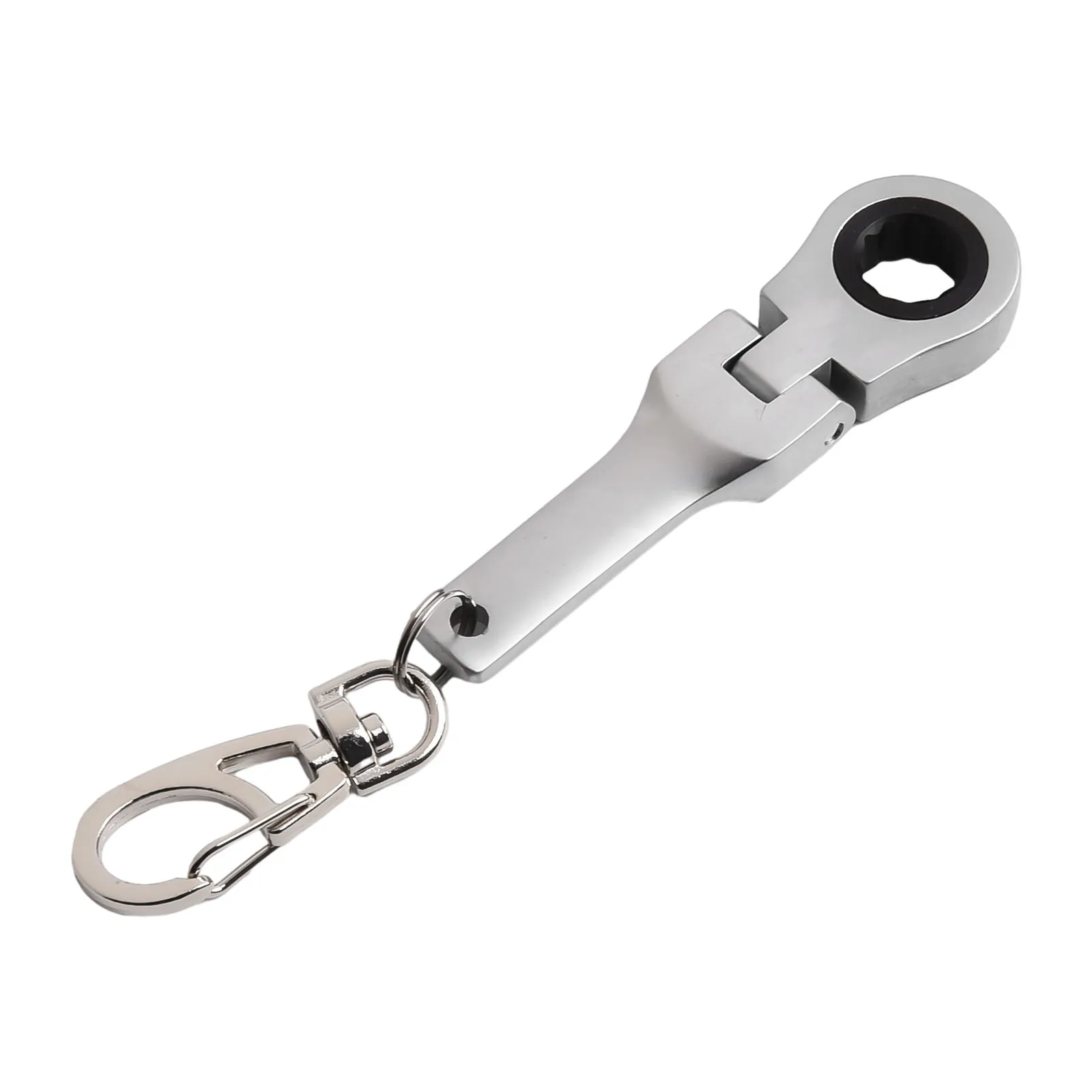 10mm Ratchet Wrench Mini Metal Racing Keychain Key Chain Ring Adjustable Wrench 180 Degree Rotatable Spanner Hand Tools