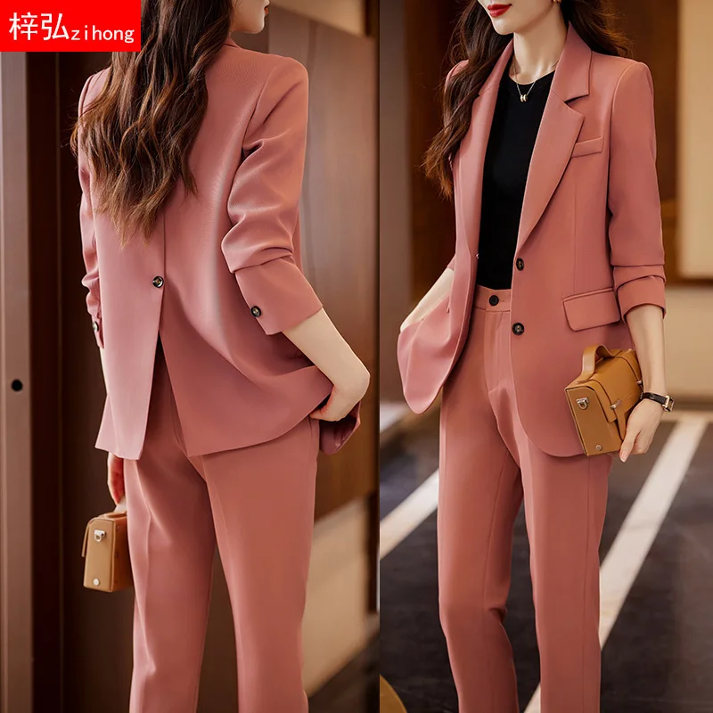 Pink Fashion Suit Jacket for Women Spring and Autumn 2023 New Casual Temperament plus Size Business Suit Tailored Suit Formal Cl