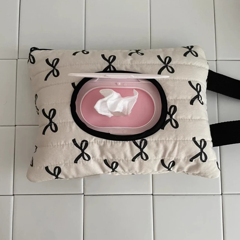 

Bow Tissue Bag Portable Storage Bag Car Ornament Wet Wipes Bag
