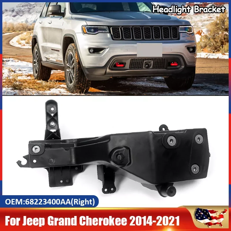

Кронштейн фары для Jeep Grand Cherokee 2014-2021, черный держатель правой пассажирской фары, поддержка автозапчастей