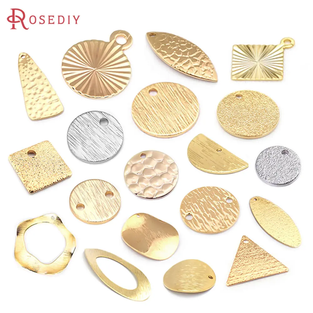 18 K Altın Rengi Pirinç Çizgili Yuvarlak Disk Takılar Yüksek Kaliteli Diy Takı Yapımı Malzemeleri Kolye Küpe Aksesuarları Malzemeleri