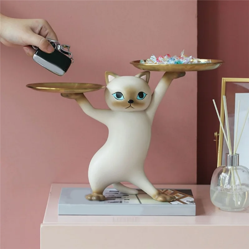 ABXF-Cat-поднос для декора, смоляный поднос для декора кошек для конфет, ювелирных изделий, серег, колец, брелок для ключей, отлично подходит для прихожей, домашнего декора Dura