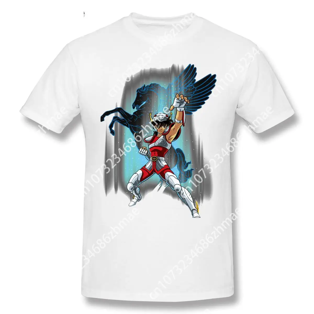 Knights of The Zodiac T Shirt for Mens Short Sleeve Seyia of Pegasus T-Shirt Funny Crewneck Cotton TShirts Tops