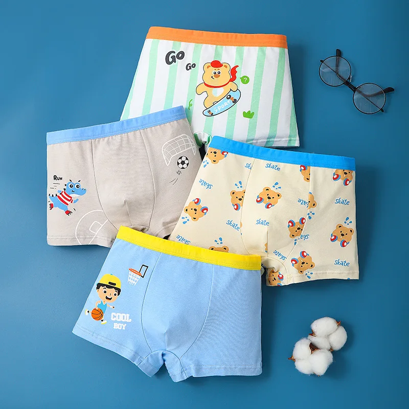 5 Pieces/Lot Boys Panties Kids Cartoon Pattern Boxers Baby Briefs Soft Short Pants 2024 New Children\'s Underwear