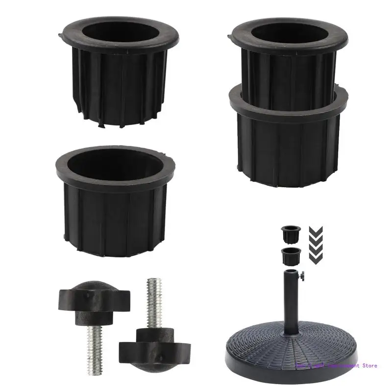 

C63E 2 Pieces Umbrella Stand Base Screws with 4pcs Umbrella Base Support Hole Ring Plug Sleeve Parasol Pole 1.5" & 1.9"