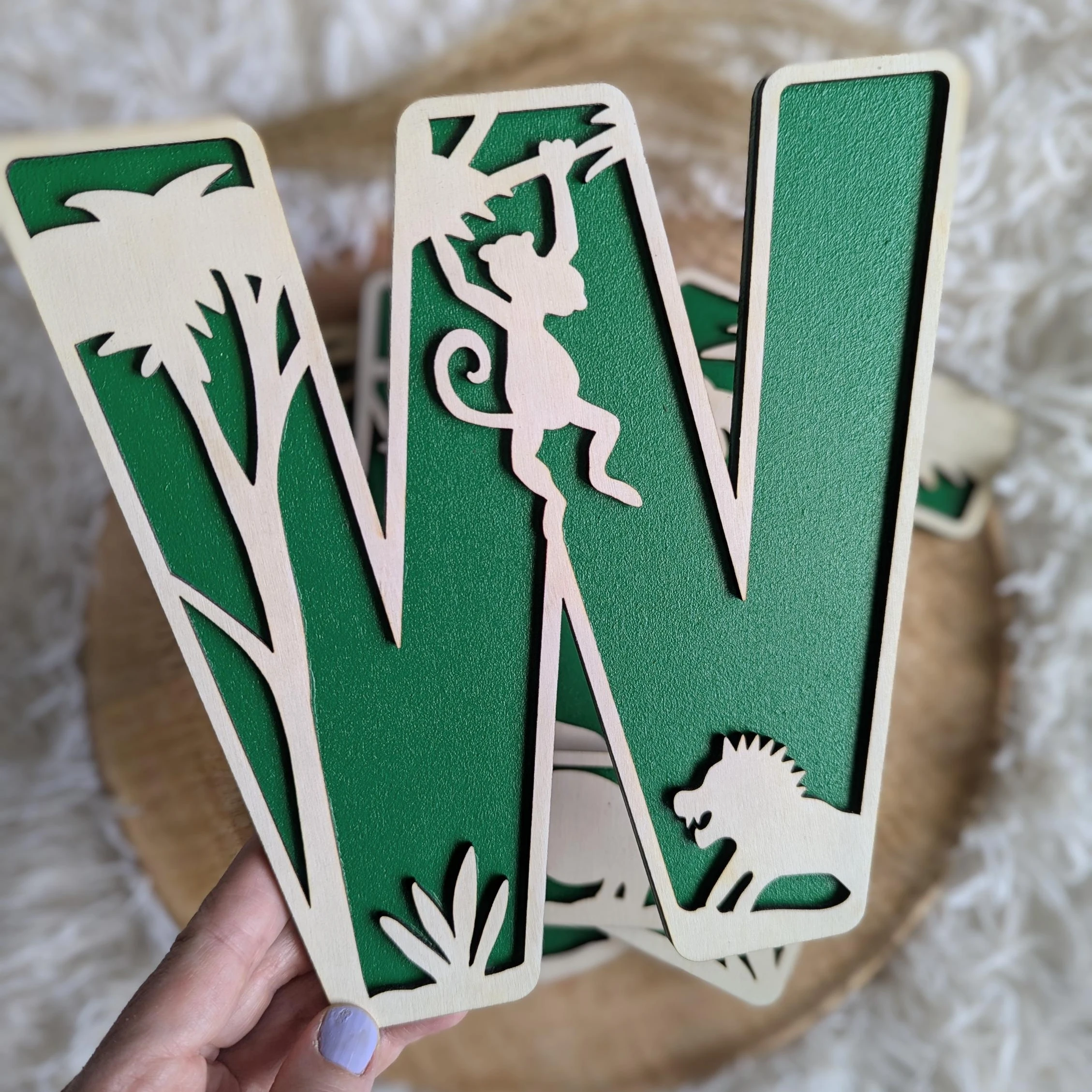 Personalized Animal Name Sign Wooden Animal Letters Wall Decor Custom Alphabet Plaque Nursery Room Decoration Animal Theme Gift