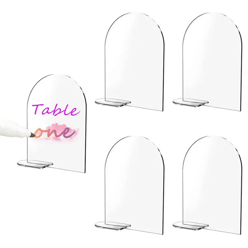 Blank Clear Arch Acrylic Sign 5Pcs Wedding Arch Round Top Place Cards Blank Acrylic Arch Table Sign Acrylic Table Centerpieces