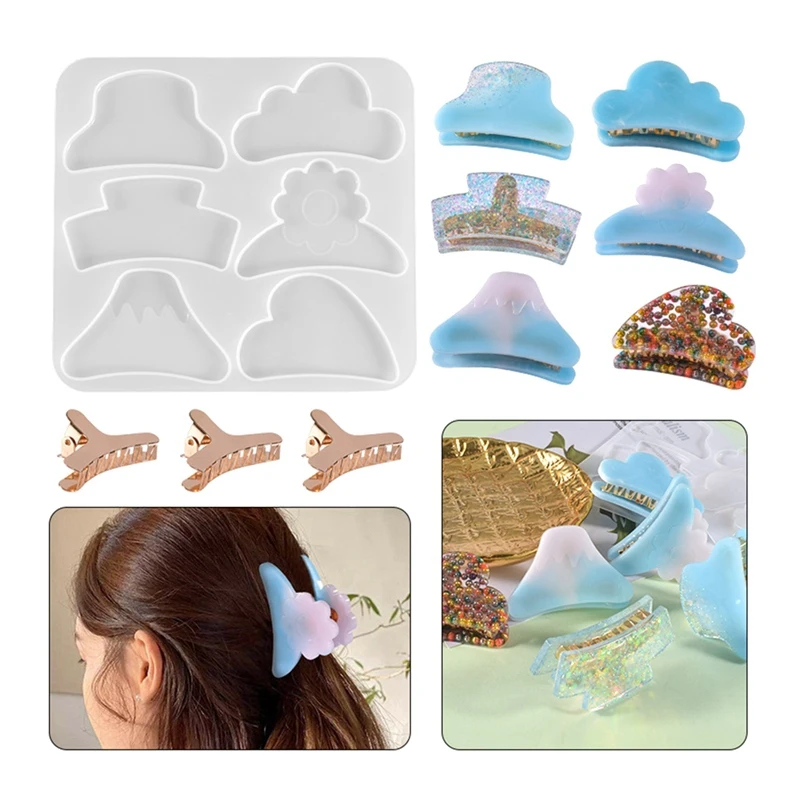 Irregular Shark Hair Clip Epoxy Resin Mold Hairpin Barrette Silicone Mould DIY Crafts Jewelry Casting Tools