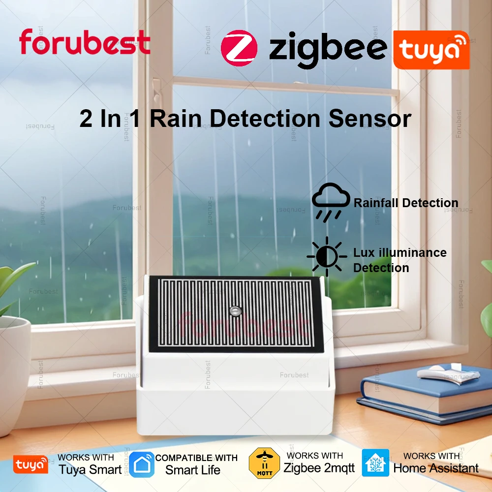 Zigbee Rain Drop Detector Rain Sensor With Brightness Light Detection For Tuya Smart Life /Home Assistant/Zigbee2MQTT Automation