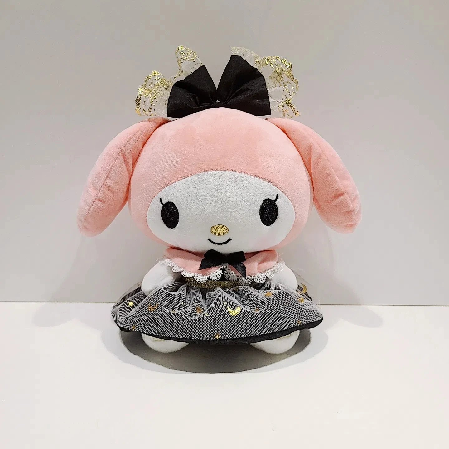 25CM New Sanrio Kawaii Black Gold Series Plush Stuffed Toy Soft Pillow Cute Kuromi Hello Kitty Birthday Gift Children's Toy