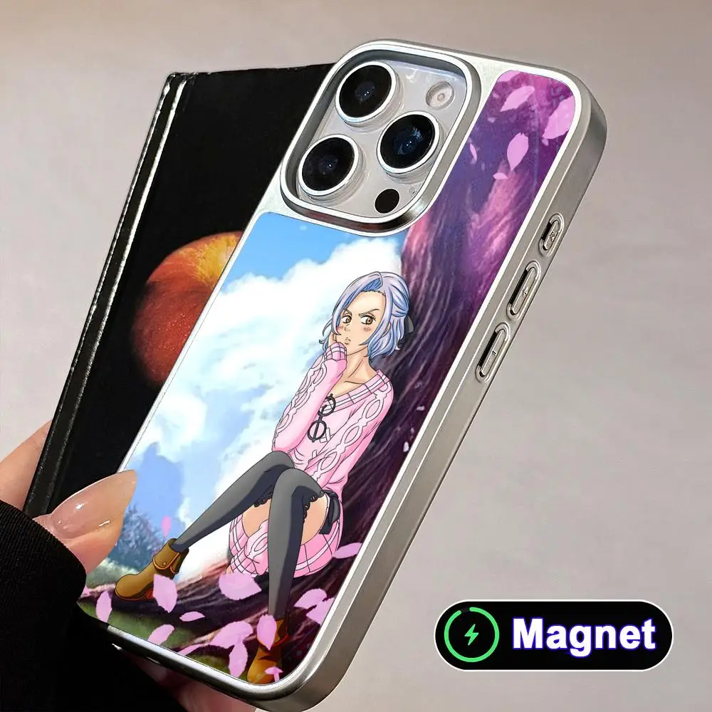 

Seven Deadly Sins Jericho Phone Case for iPhone 17 16 15 14 13 12 11 Air Pro Max Plus Electroplated Silver Magnet Cover