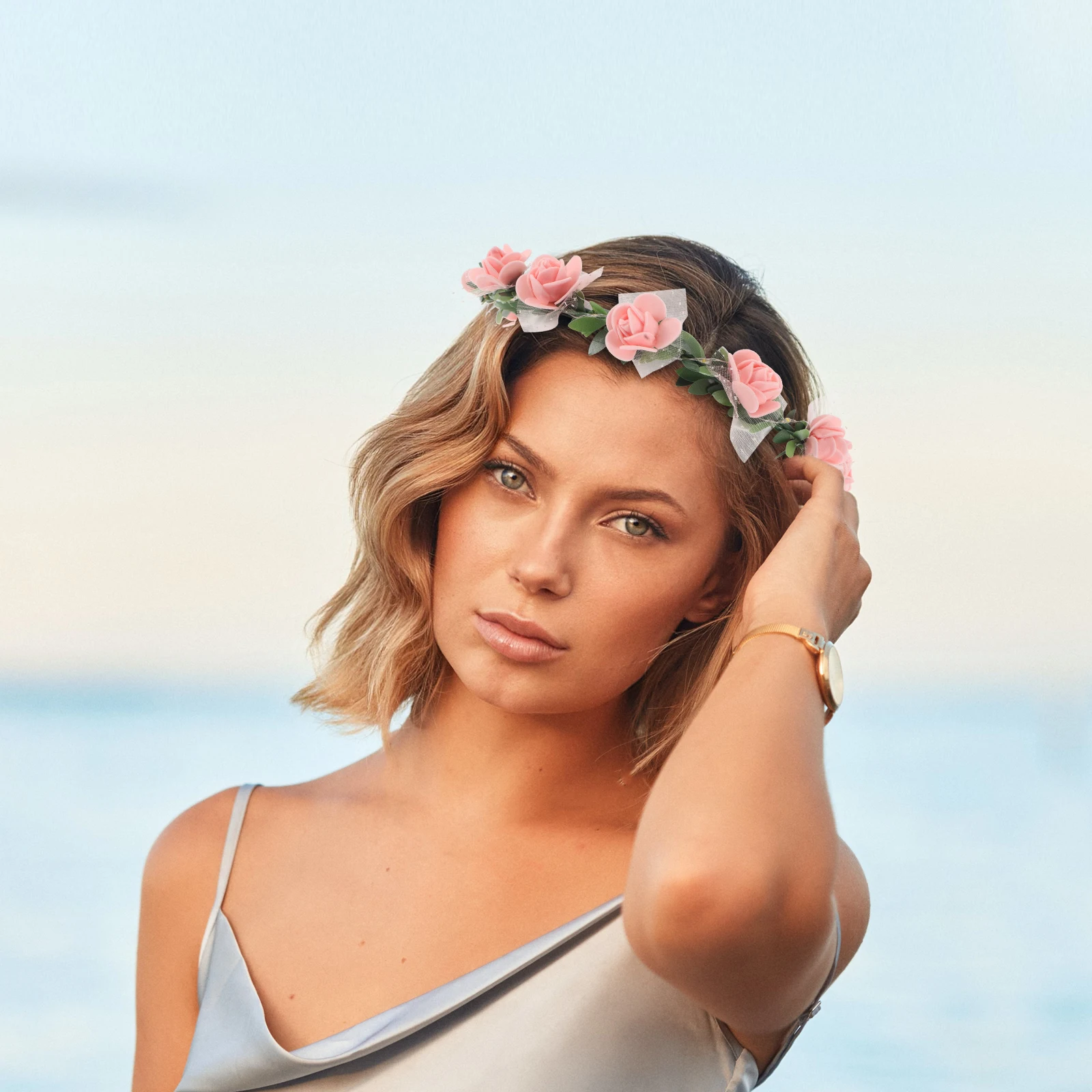 

3pcs Glowing Flower Crown Comfortable Headbands Women Bridal Party Accessories LED Style Luminous Hairband Green