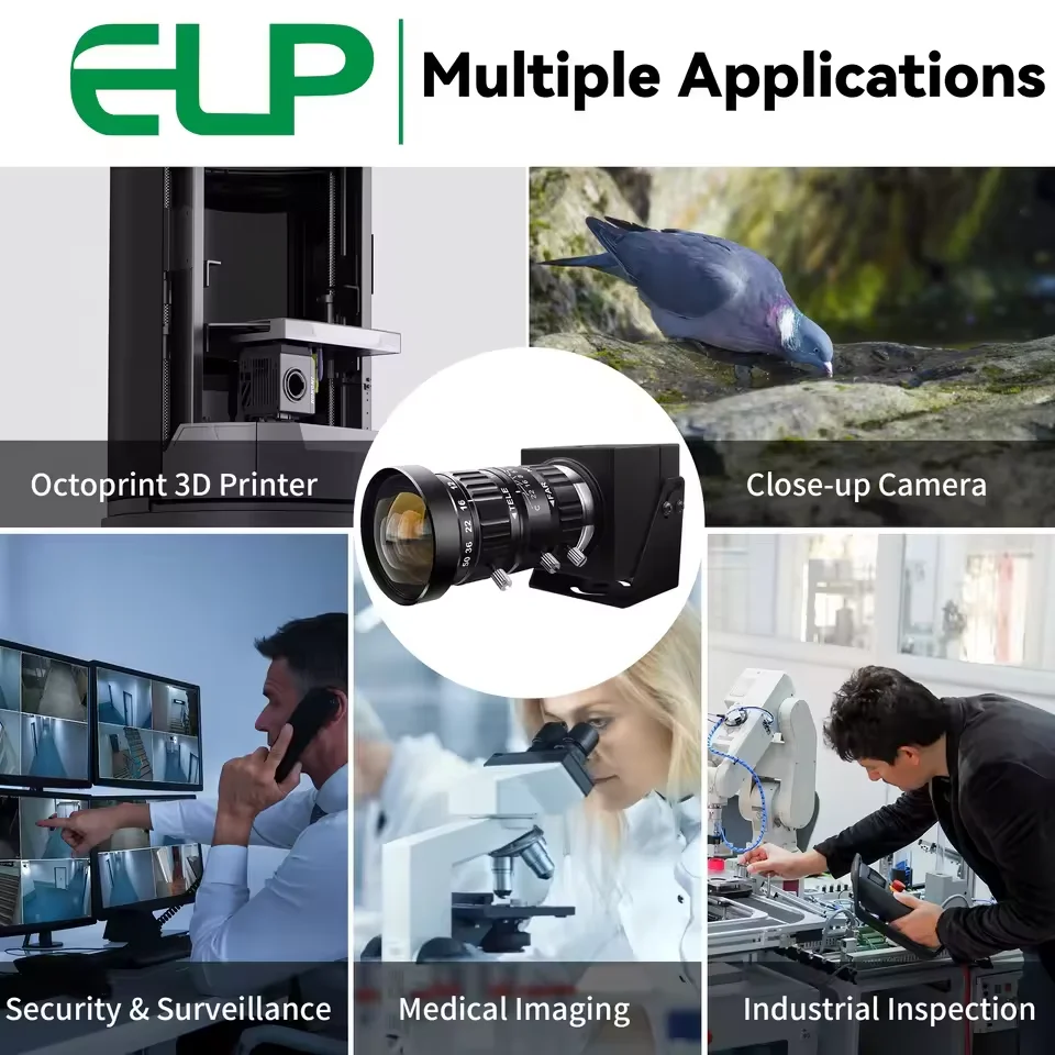 ELP USB Industrial Camera,IMX586 CMOS 48MP 8K UHD 4K@30FPS,5-50mm 10X Varifocal Zoom Lens UVC Plug&Play for PC Laptop RPi