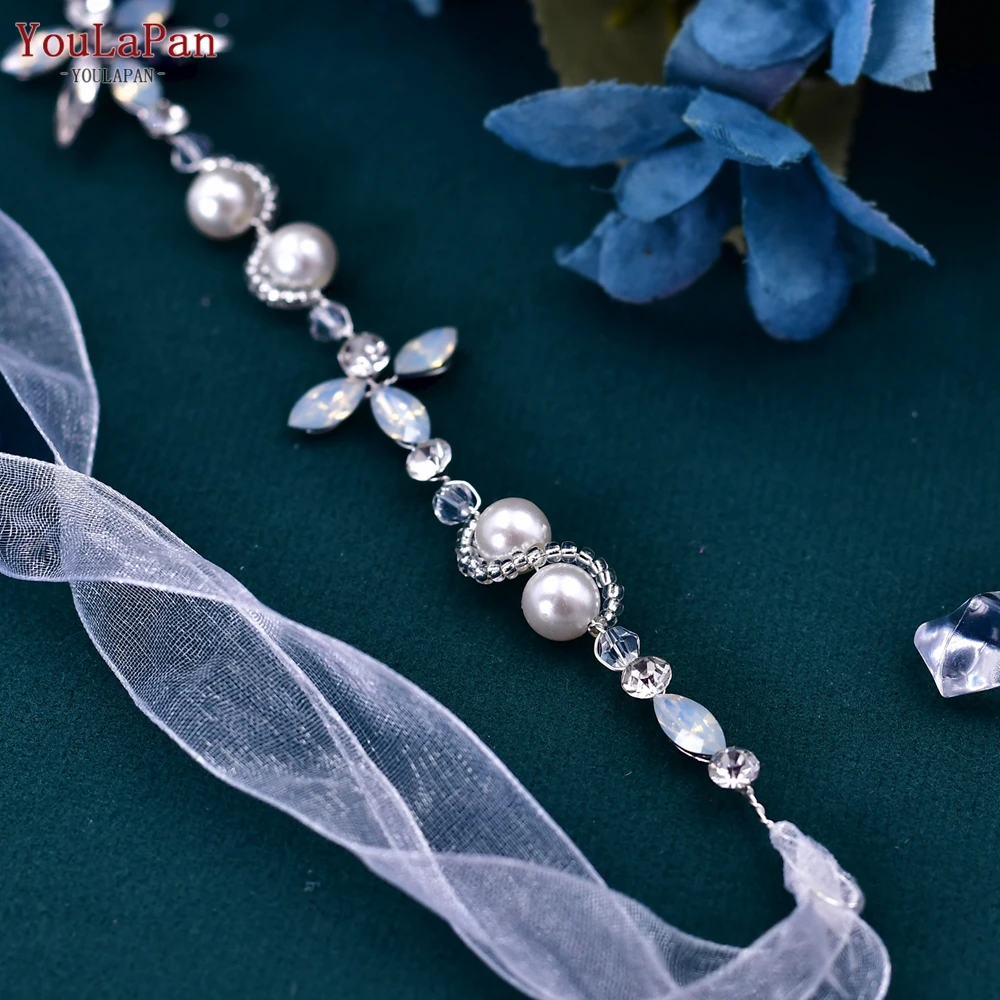 TOPQUEEN Pearl Crystal Headband for Woman Bridal Hair Tiara Wedding Hair Piece Hair Accessories Jewelry Girls Headpiece HP132