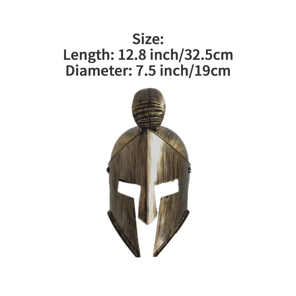 Medieval Knight Gladiator Helmet Spartan Mask Roman Warrior Greek Costume Helmet Headwear Accessory for Halloween Cosplay Prop