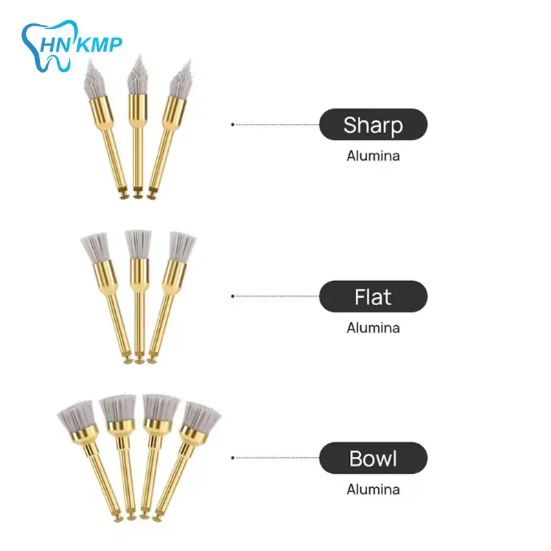 

10Pcs Mix Dental Gold Prophy Brushes Pointed Flathead Shaped Cleaning Polishing Polisher Disposable High Quality