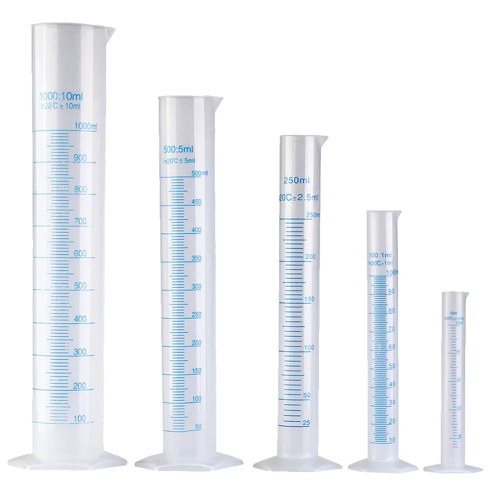 

5Pcs Plastic Graduated Cylinders Stable Pentagon Base Clear Scale Measuring Tubes Scientific Laboratory School Test Measuring