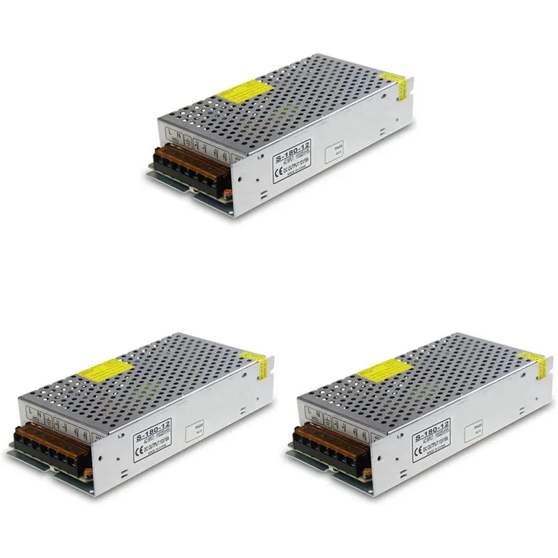 [AAAE 2026] 3X DC 12V 15A 180W Power Supply Transformer Switch AC 110V / 220V To DC 12V 20Amp Switching Adapter Converter LED(15