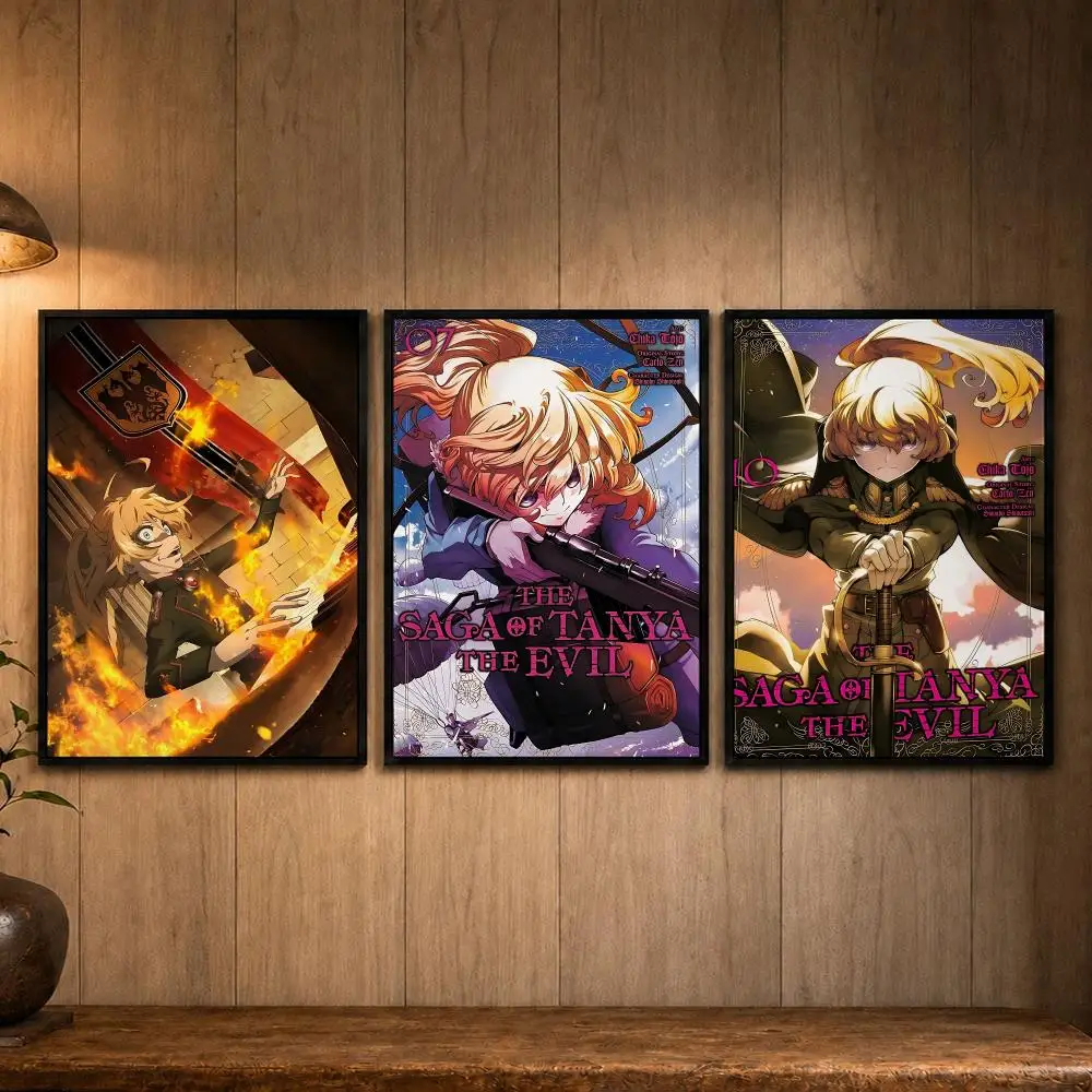 Military Isekai Anime T-The Saga of Tanya the EvilS Poster Self-adhesive Art Poster Decoracion Painting Wall Art White Kraft