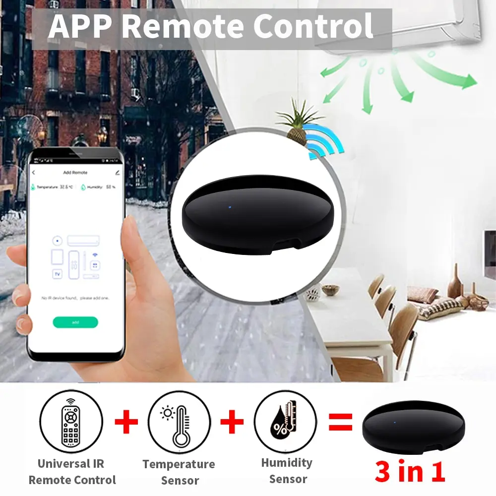 Tuya WiFi Smart IR Remote Control Temperature Humidity Sensor Smart Life APP for TV DVD AUD AC Work with Alexa Google Home