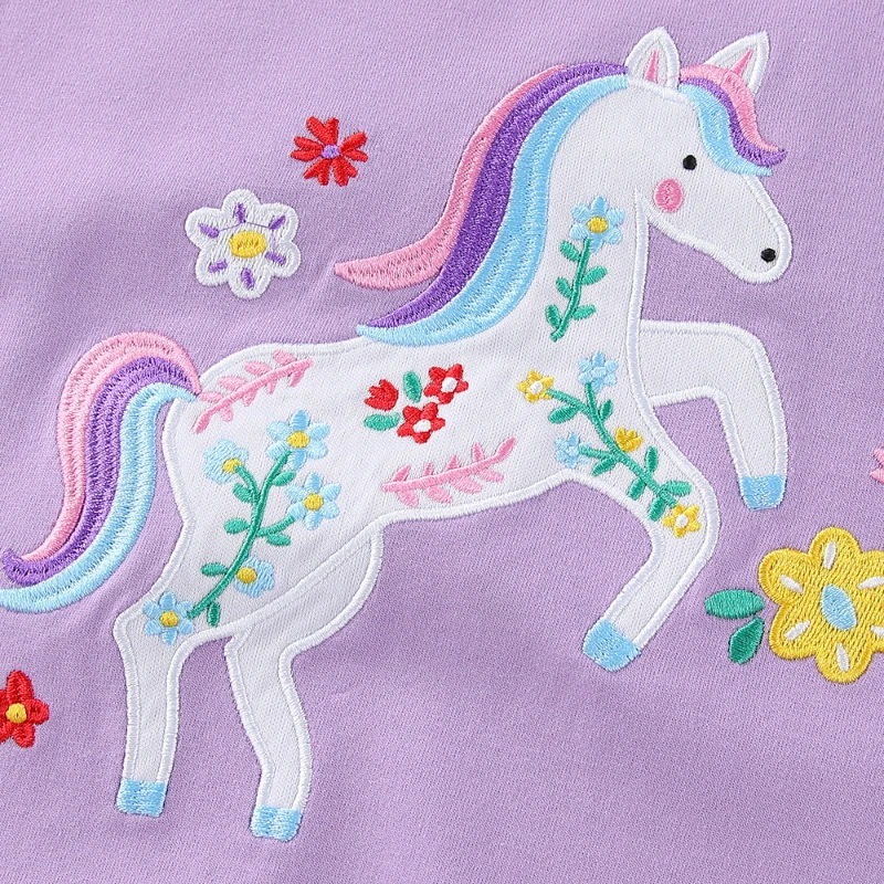 Little Maven Odzież Dziecięca Ubrania dla Dzieci Jesień 2025 Bluzki dla Dziewczynek z Motywem Kreskówkowym Jednorożców Bawełniane Bluzy Wiosenne