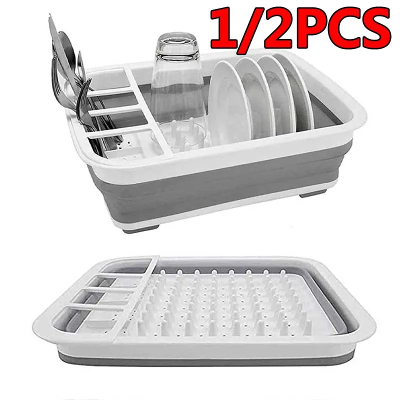 

2/1Pcs Kitchen Drain Racks Foldable Kitchen Storage Holder for Bowl Dish Washable Plastic Tableware Home Drying Rack Organizer