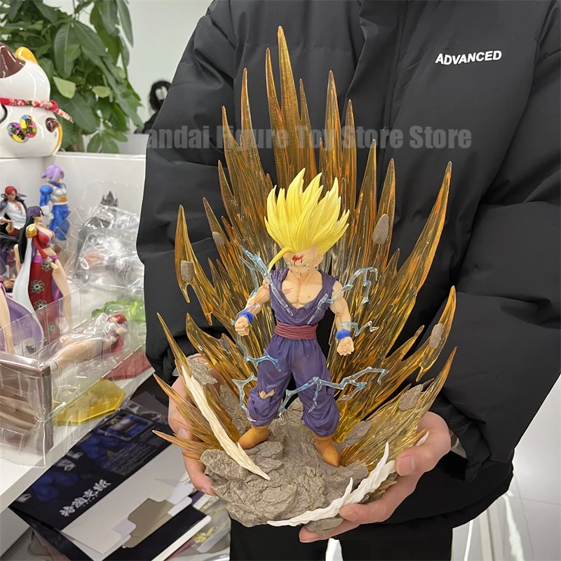 38cm Anime Dragon Ball Figure Super Saiyan Son Gohan Pvc Action Figure With Special Effect Collection Desktop Statue Toys Gifts