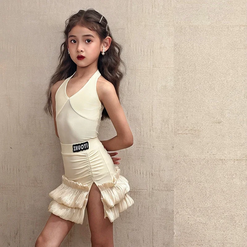 เด็กเต้นรําละตินการแข่งขันเสื้อผ้าละตินเต้นรําชุดเด็ก Samba Ballroom Dance Party SL13048