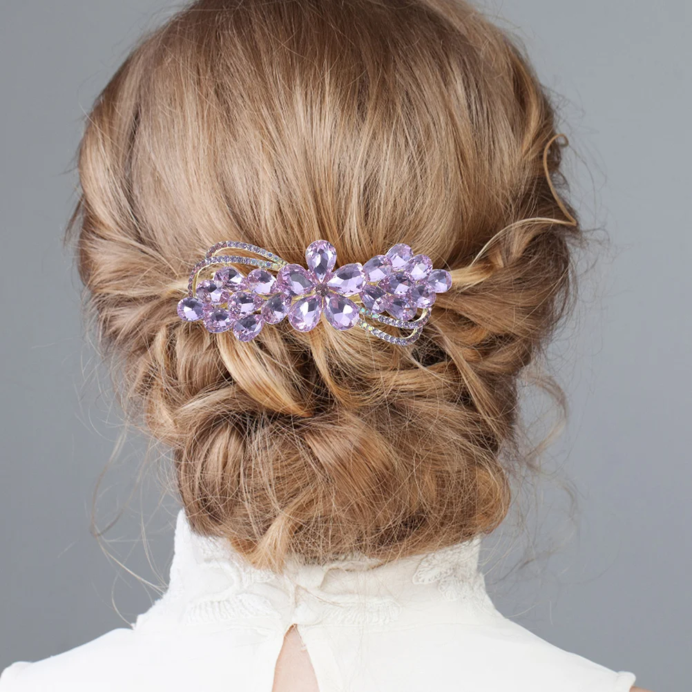 

2Pcs Sparkling Rhinestone Hair Clips Bridal Accessories for Weddings Elegant Floral Barrettes for Women's Hairstyles