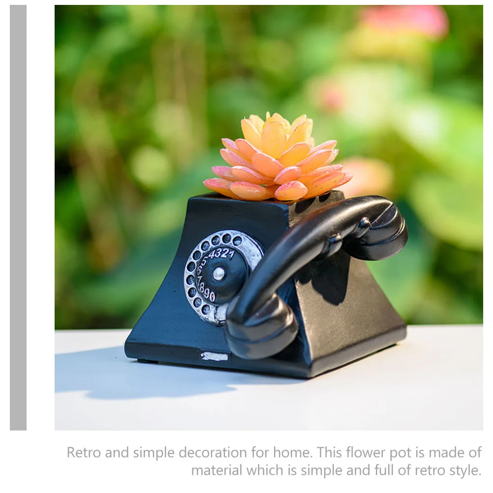 

1Pcs Imitation Telephone Flower Pot Retro Style Resin Plant Pot for Succulents Small Plants Decorative Flower Holder Lovely Home