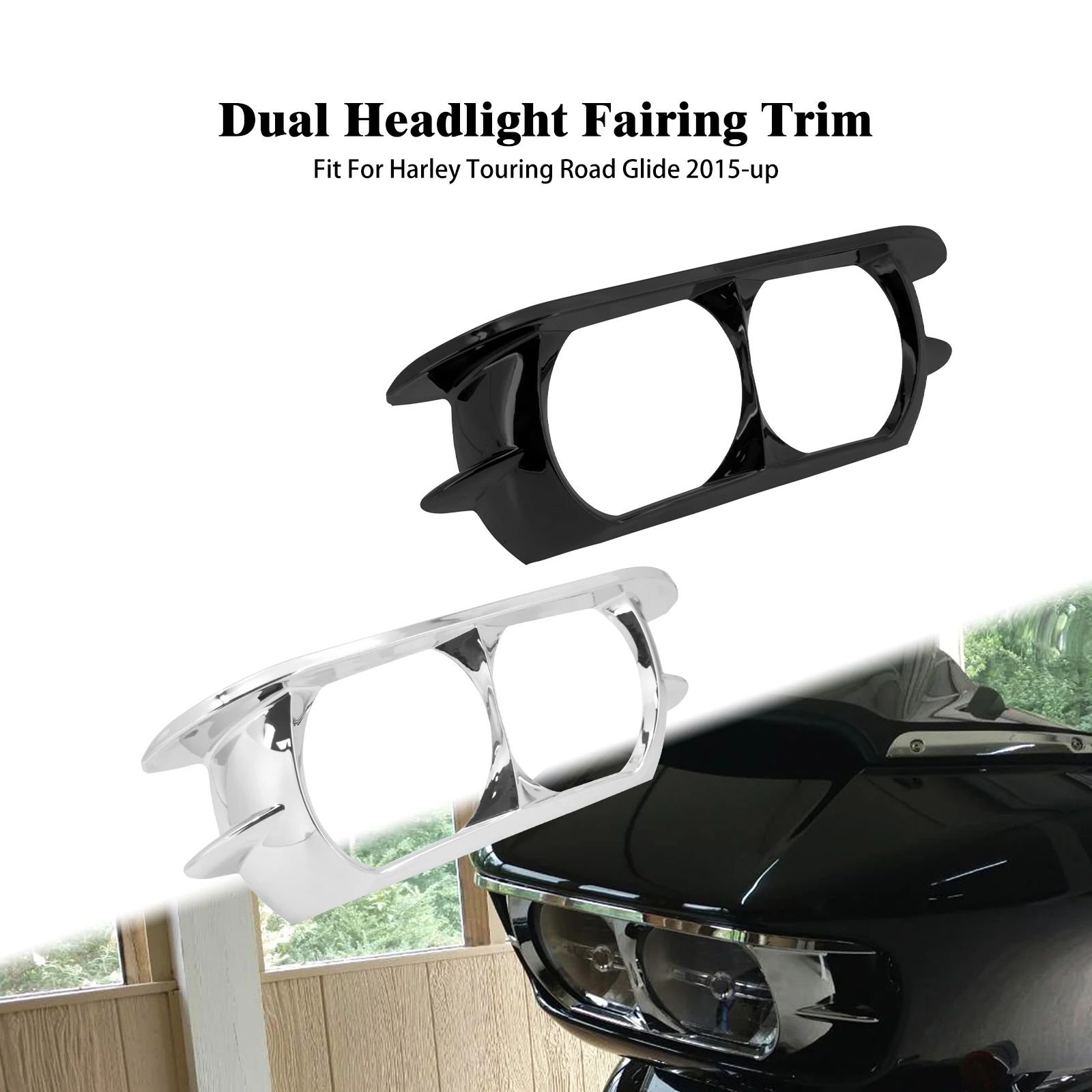 

Motorcycle Dual Headlight Fairing Trim Headlamp Bezel Scowl Cover For Harley Touring CVO Road Glide FLTRX FLTRXSE FLTRU 2015-Up