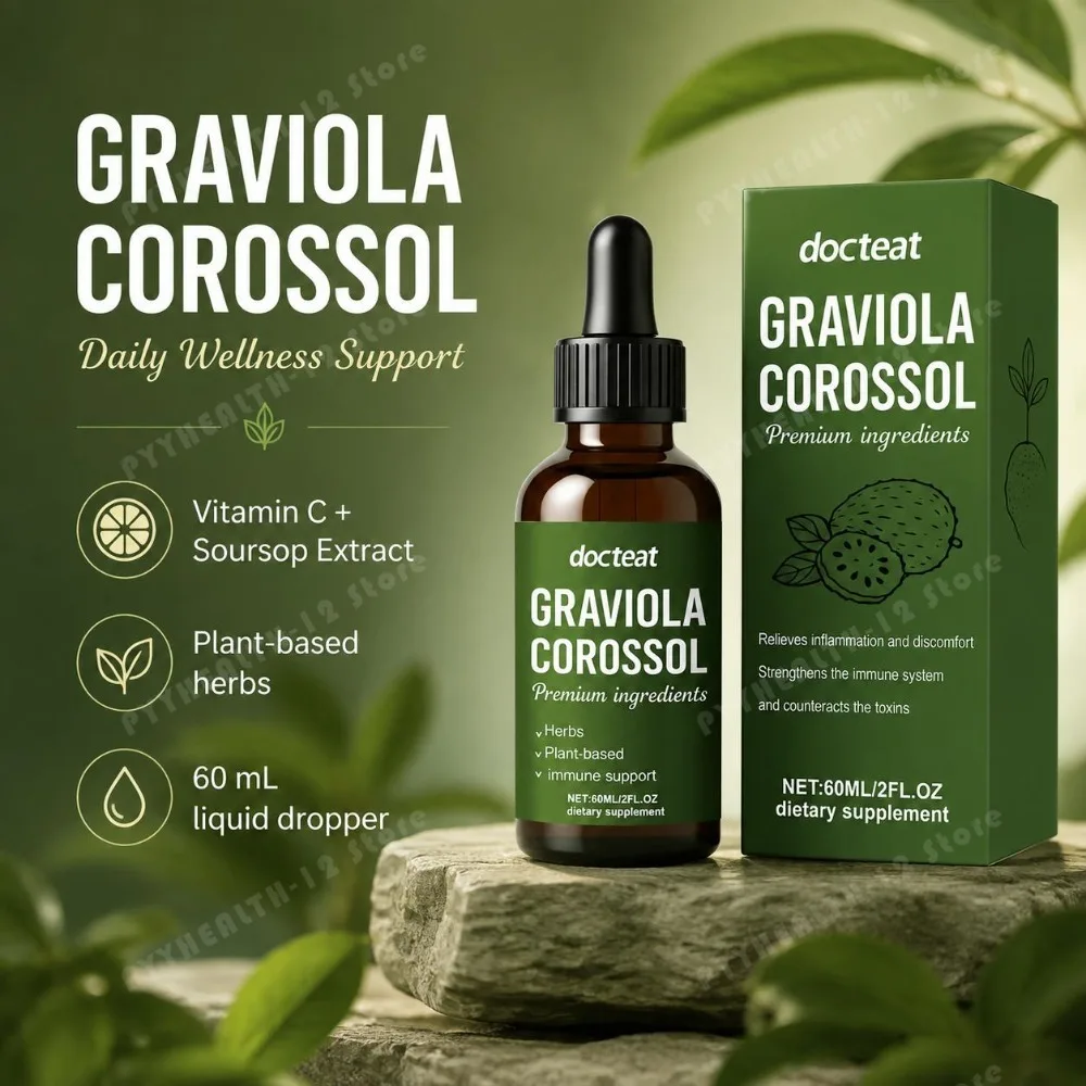 Soursop Graviola Liquid Drops with Vitamin C Herbal Extract for Immune Defense Antioxidant Cellular Wellness Daily Vitality 60ml