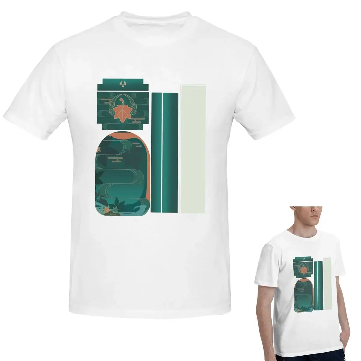 100% Cotton Kaedehara Kazuha Genshin Impact Fan Art T-Shirt Men's Classic Oversized T Shirt Men Round Neck Summer Shirts Tops