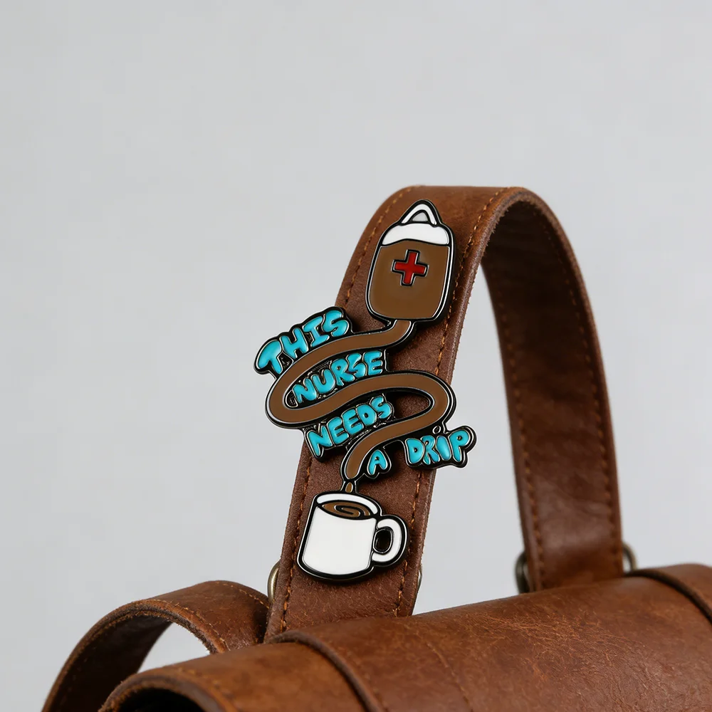 Hanreshe Coffee Is Blood Enamel Pin Medical Nursing Night Worker Funny Brooch Backpack Lapel Pin Badge Jewelry for Dcotor Nurse